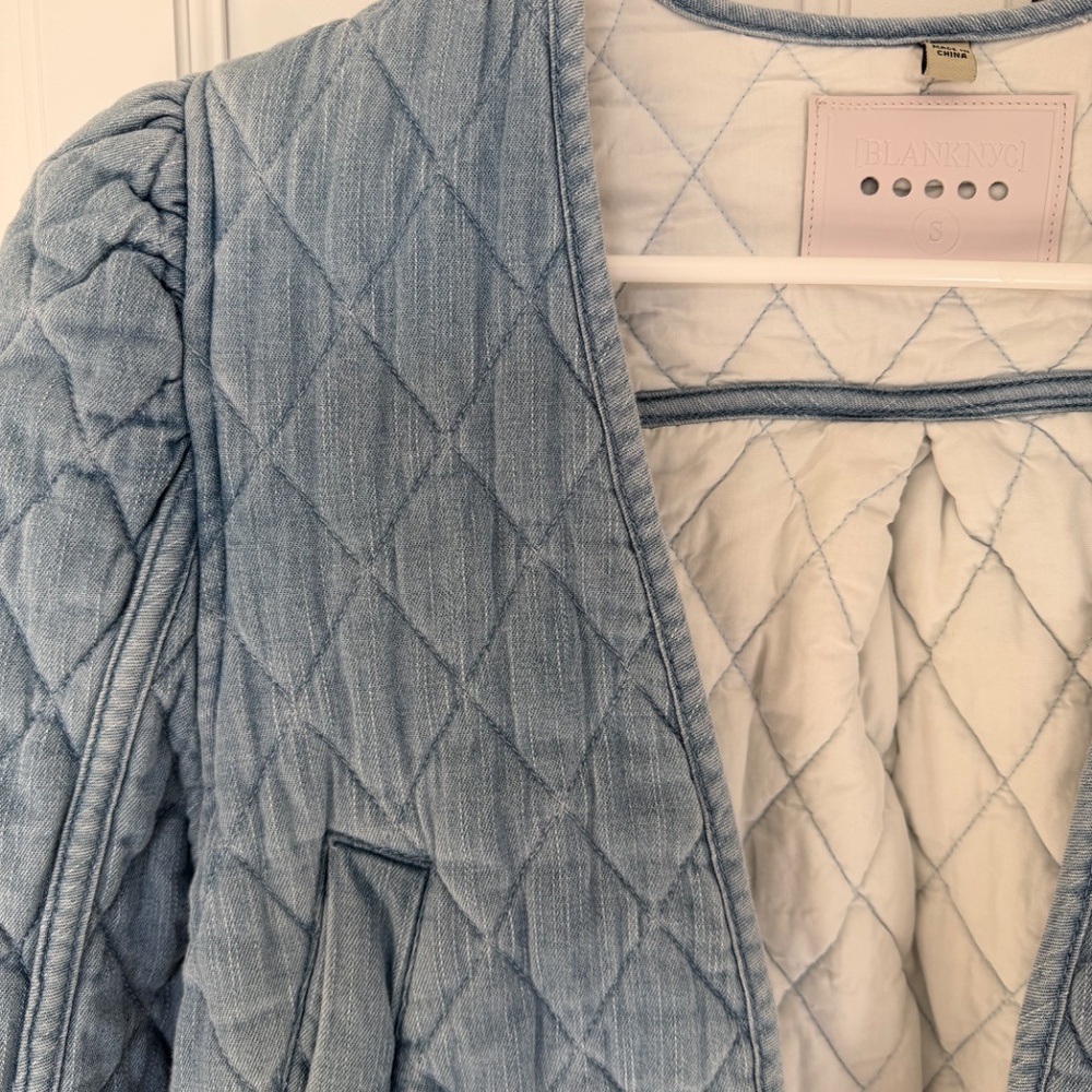 Quilted Denim cropped Jacket Small - Picture 2 of 4
